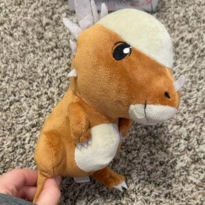 Cuddly Dinosaur Plush Toy for Small Pets - Tan and Cream